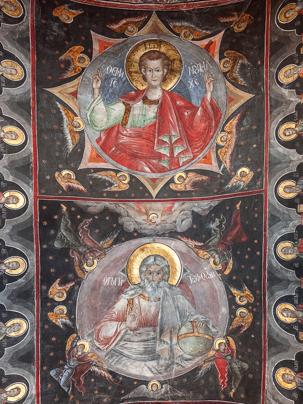 The ceiling of the Nativity Church with depiction of the Holy Trinity, Arbanasi