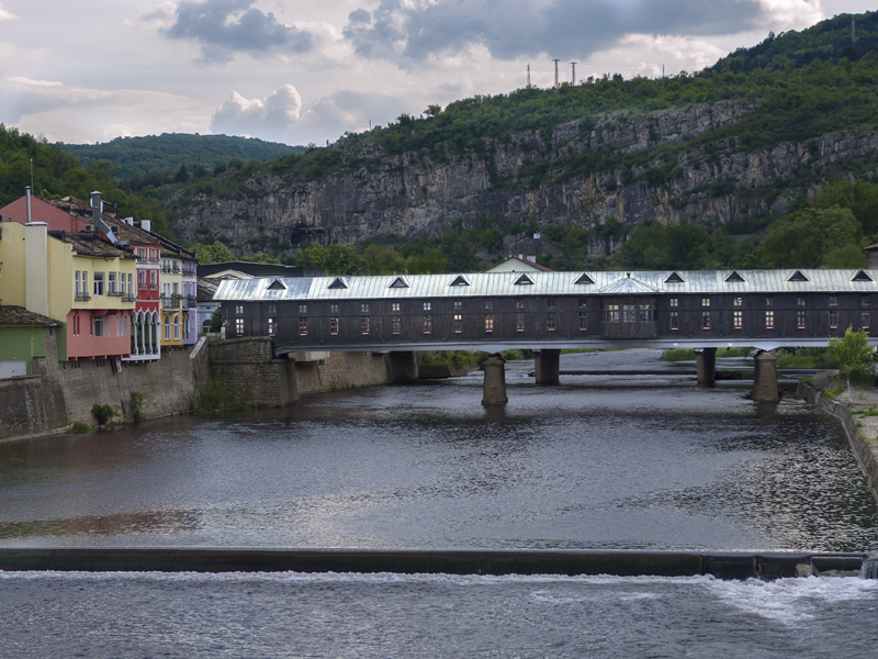 the covered bridge in Lovech, Bulgaria