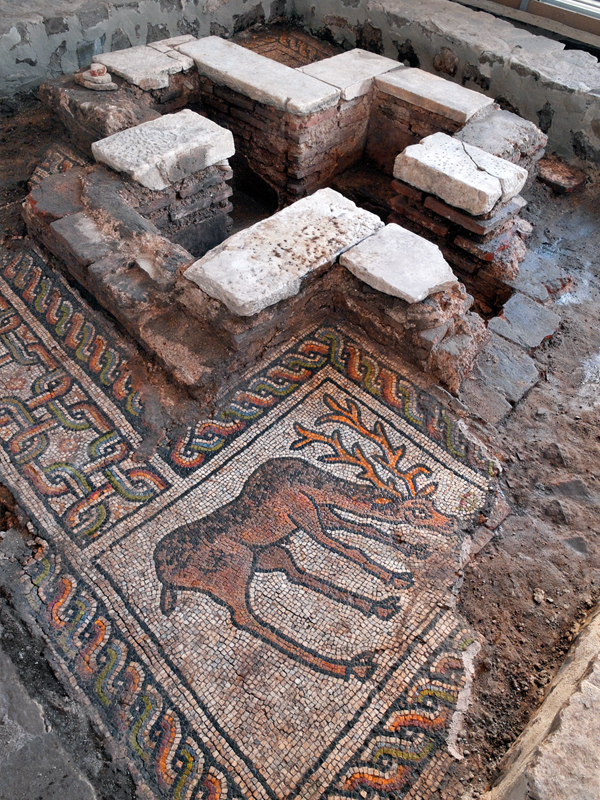 Stag and baptisterium, Small Basiiica Plovdiv