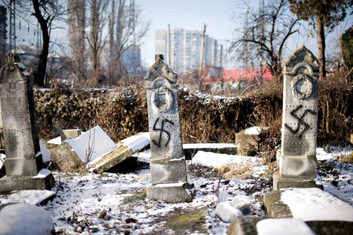 Swastikas appear on the Jewish cemetery in Shumen