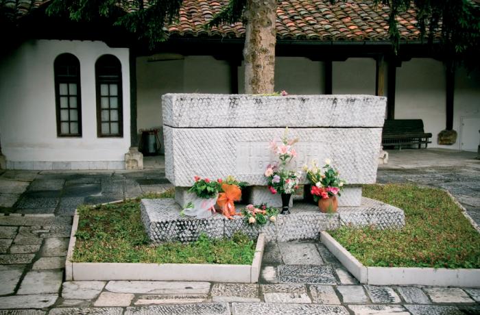 The grave of Gotse Delchev, considered by both Bulgarians and Macedonians to be their national hero, in the St Spas Church in Skopje
