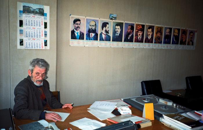 Under the freedom fighters' gaze: Hard at work at the Macedonian National Radio in Skopje