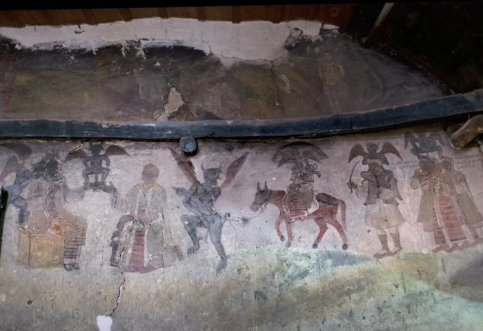 A 19th century teenager reportedly painted the very un-Orthodox murals in St George's Church