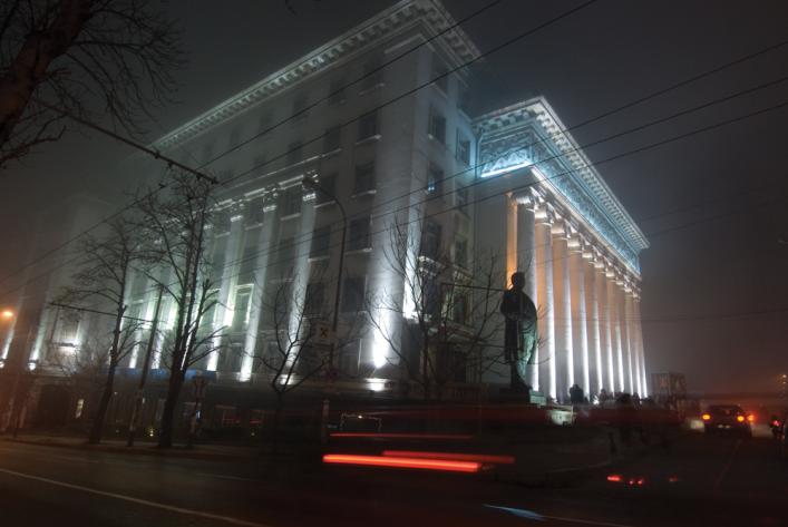 Statue of Alexander Stamboliyski in front of the Opera House in Sofia. The building was designed to house the Agrarian Union