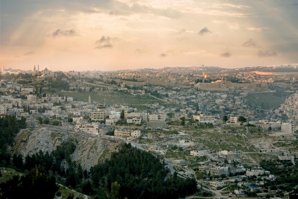 Sunset over Jerusalem as seen from Mount Zion